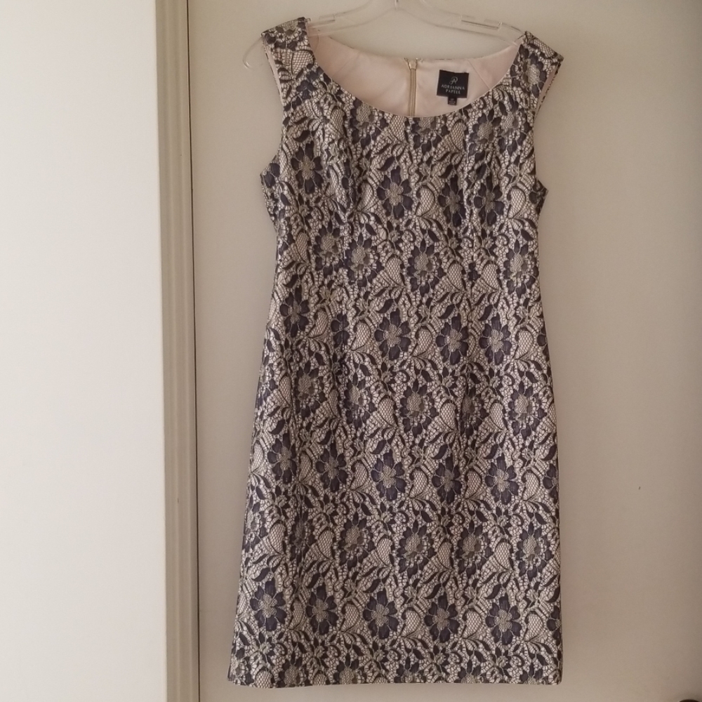 Cornflower Blue and Gold Lace Sheath Dress